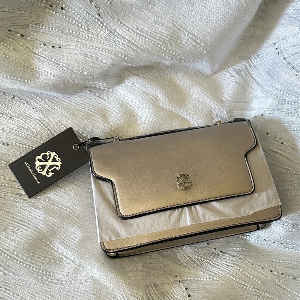 Christian Lacroix Metallic Gold Crossbody Bag – New with Chain Strap